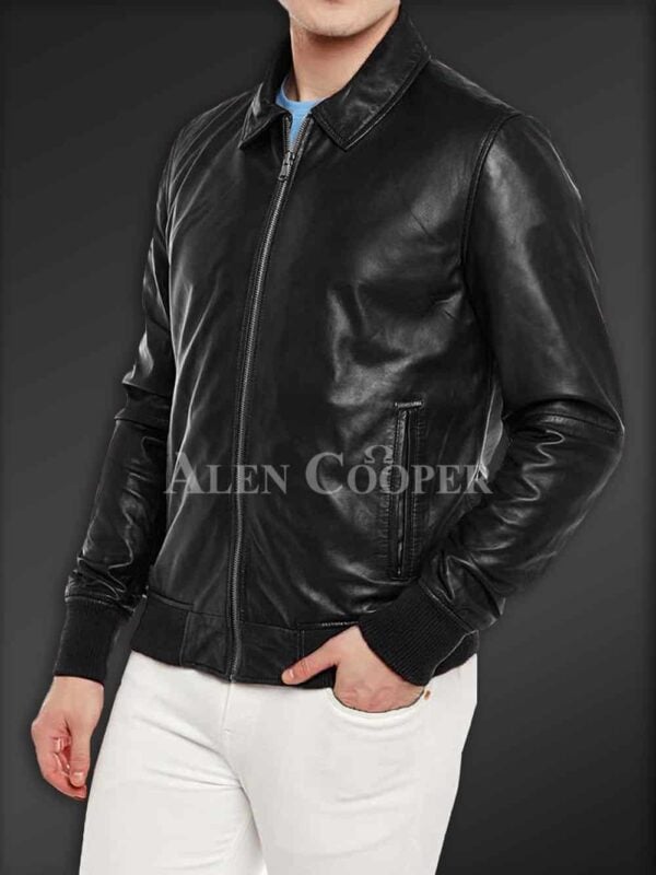 New Side view Super glossy pure leather jacket for men sideview