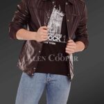 New Soft and comfortable Coffee real leather jacket for men
