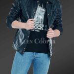 New Soft and comfortable Navy real leather jacket for men