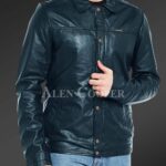 New Soft and comfortable Navy real leather jacket for men view