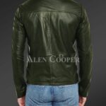 New Soft and comfortable Olive real leather jacket for men back view