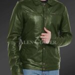 New Soft and comfortable Olive real leather jacket for men view