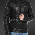 New Soft and comfortable black real leather jacket for men