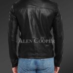New Soft and comfortable black real leather jacket for men Back side view