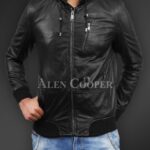 New Soft and smooth textured affordable real leather hooded jacket