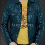 New Soft yet sturdy reasonable leather jacket for men in Navy