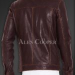 New Sturdy Yet Soft Winter Leather Jacket for Men in coffee back side view
