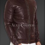 New Sturdy Yet Soft Winter Leather Jacket for Men in coffee side view