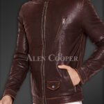 New Sturdy Yet Soft Winter Leather Jacket for Men in coffee sideview