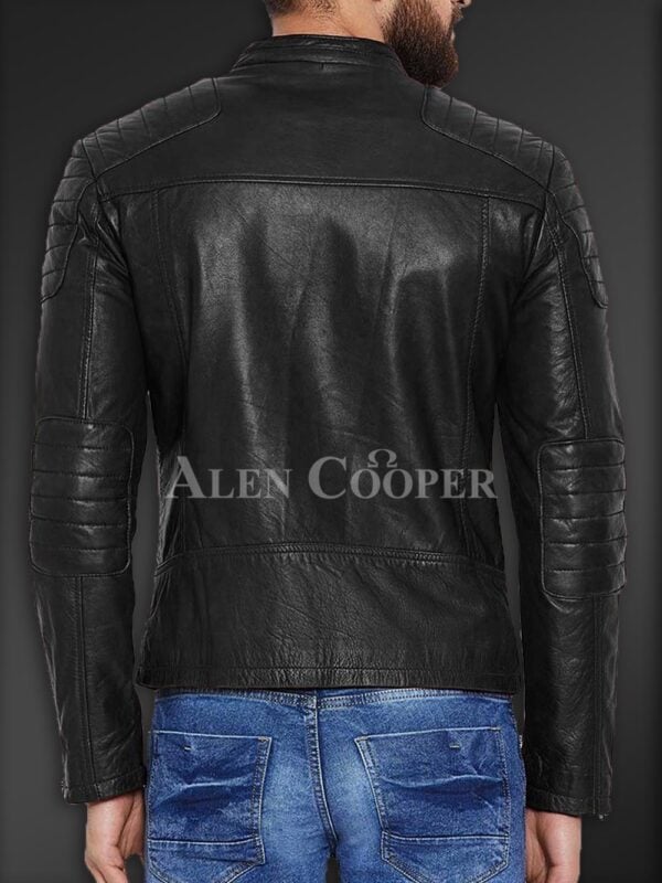 New Stylish and comfortable real leather jacket for men Back side view