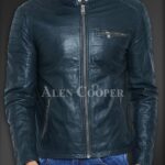 New Stylish and comfortable real leather jacket for men in Navy