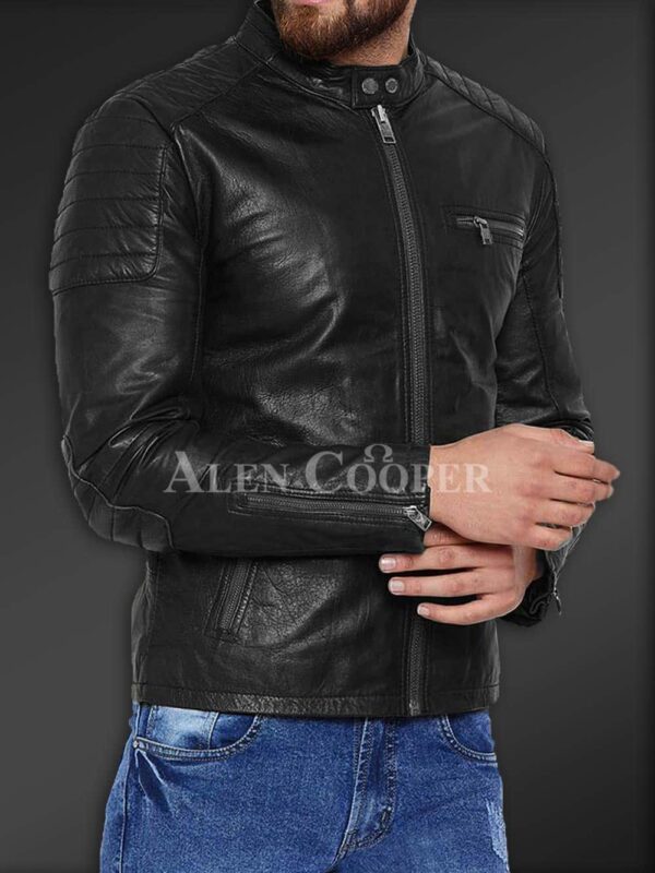New Stylish and comfortable real leather jacket for men side view