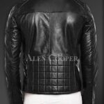 New Super Soft Slim Fit Quilted Real Leather Jacket for Men Back side view