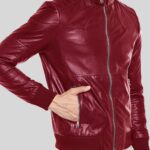 Quilted slim fit real leather jacket for men in Wine new