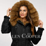 Reinvent your charm with women Canadian sable fur hybrid black parka convertibles