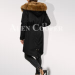 Reinvent your charm with women’s Canadian sable fur hybrid black parka convertibles back side view