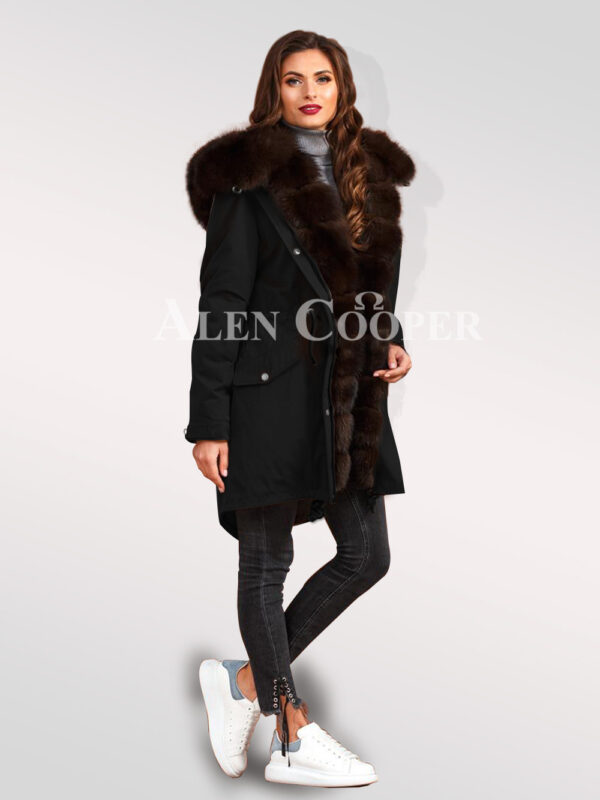Exotic Arctic fox fur black parka convertibles to bring out the fairy in you