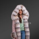 New Premium Blue frost fox fur hybrid pink parka convertibles for stylish divas views