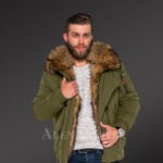 Finn raccoon fur hybrid Green parkas for trendy and elegant men new
