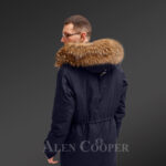 Finn raccoon fur hybrid navy parka convertibles for charming and carefree men new Back view