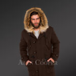 Golden Island fox fur hybrid coffee parkas for manly style and elegance new