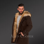 Golden Island fox fur hybrid coffee parkas for manly style and elegance new side view