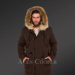 Golden Island fox fur hybrid coffee parkas for manly style and elegance new view