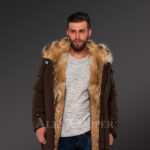 Golden Island fox fur hybrid coffee parkas for manly style and elegance new views