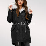 Hybrid black parka convertibles for womens made of authentic Arctic fox fur plates