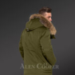 Hybrid green Finn raccoon fur parka convertibles to make men trendier and more fashionable new Back 'Side view