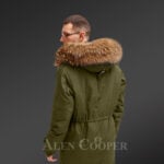 Improve your identity with Finn raccoon fur hybrid green parka convertibles for men new back view