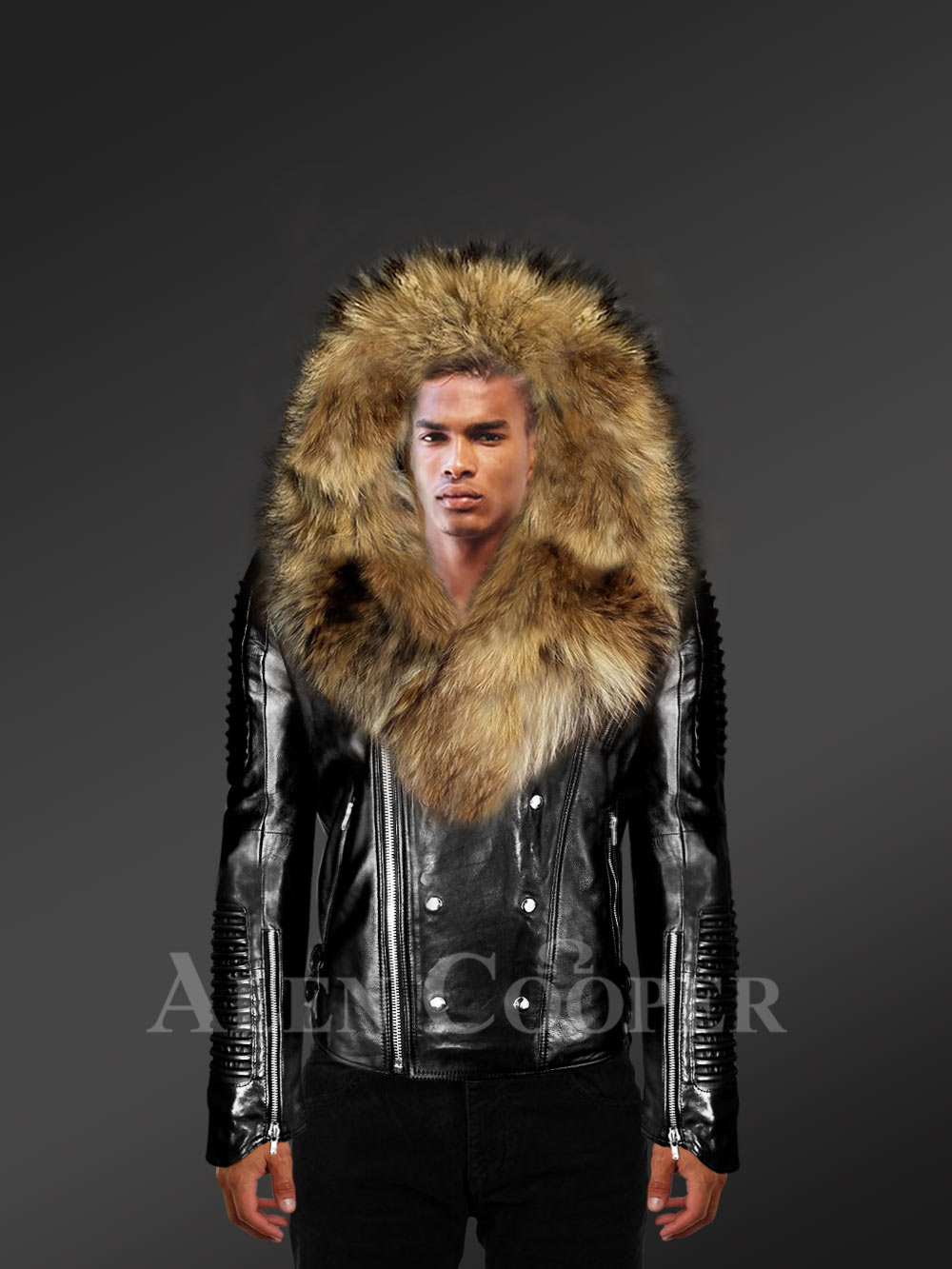 leather biker jacket fur