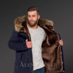 Men’s fashion trends redefined with Finn raccoon fur hybrid navy parka convertibles navy views