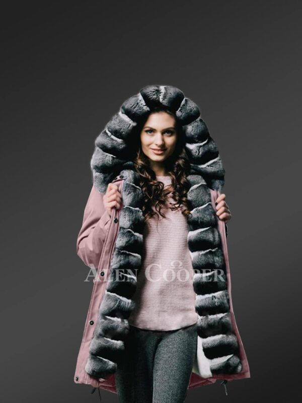 Regal chinchilla fur pink hybrid women’s parka convertibles made for you new