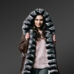 Revamp your image with women’s Chinchilla fur hybrid coffee parka convertibles new view
