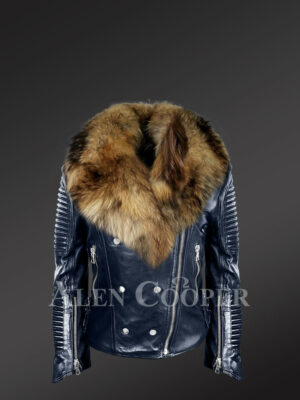 leather jacket fur hood