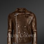 Coffee color Italian-finish leather biker jackets for stylish and trendy men