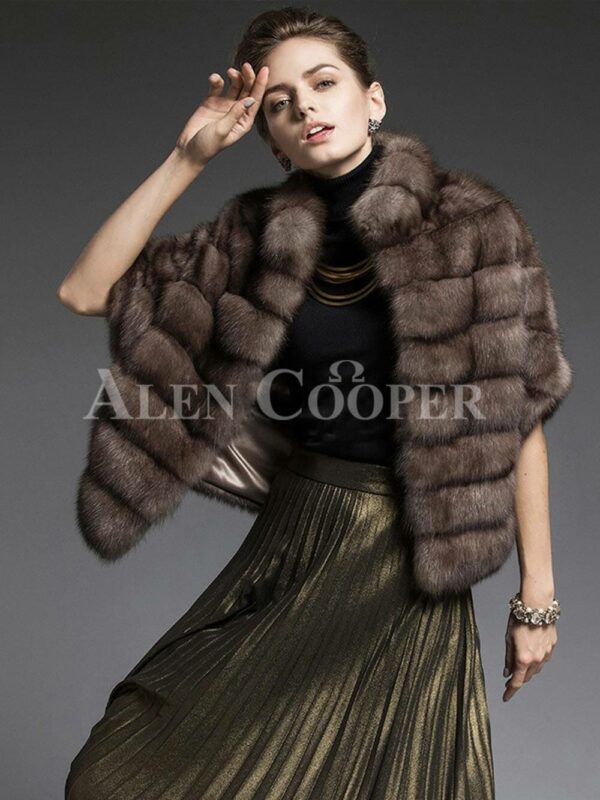 Cropped Russian sable fur coat jacket fusing style with functionality for modern women