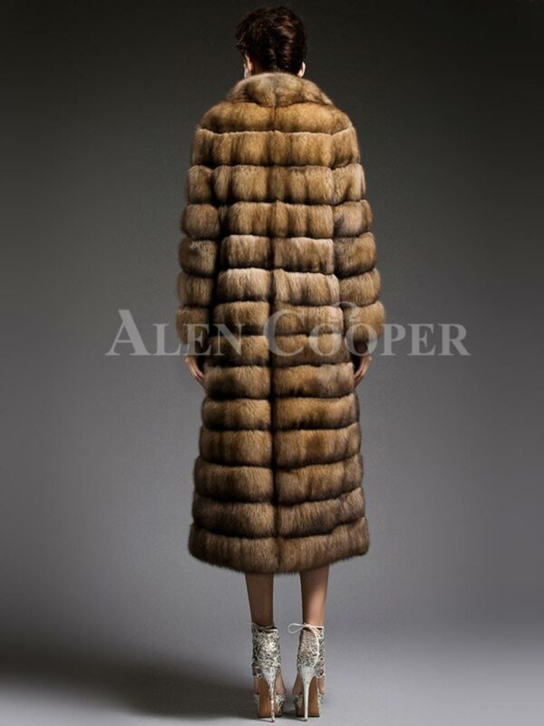 Exclusive and unique long sable fur coats redefining the style and aura of the modern women back side view