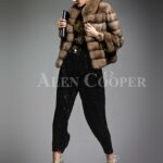 Exotic range of cropped Russian sable fur jacket for modern and stylish women side view