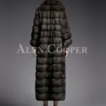 Innovatively designed Russian Sable fur long coat for women highlights Italian craftsmanship back side view
