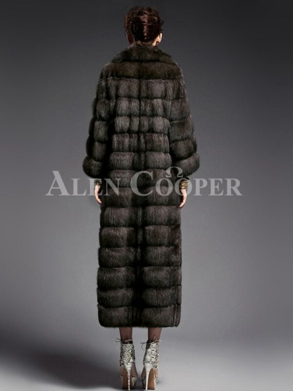 Innovatively designed Russian Sable fur long coat for women highlights Italian craftsmanship back side view