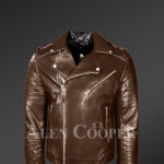 Italian-Finish Leather Biker Jackets For Stylish And Trendy Men In Coffee Color