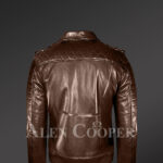 Italian-Finish Leather Biker Jackets For Stylish And Trendy Men In Coffee Color Back side view