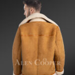 Setting fresh trends with uniquely designed pure shearling coats for stylish men back side view