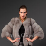 Chic and Trendy Real Fox Fur Wine Winter Coat For Style-Conscious Women