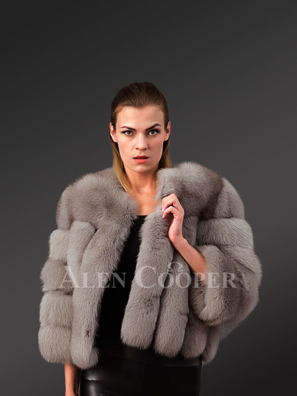 Chic and Trendy Real Fox Fur Wine Winter Coat For Style-Conscious Womens