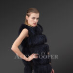 Chic and tasteful authentic fox fur winter vests for stylish divas side view