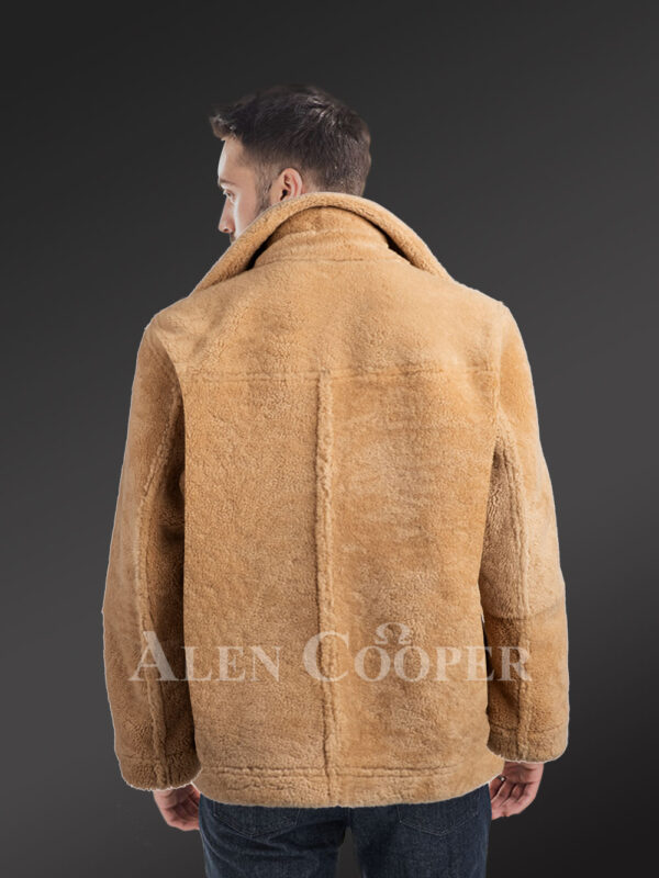 Pure shearling coats for exclusively stylish and fashionable men back side view