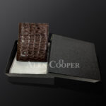 Brown leather wallets made from original alligator skin plates (2)